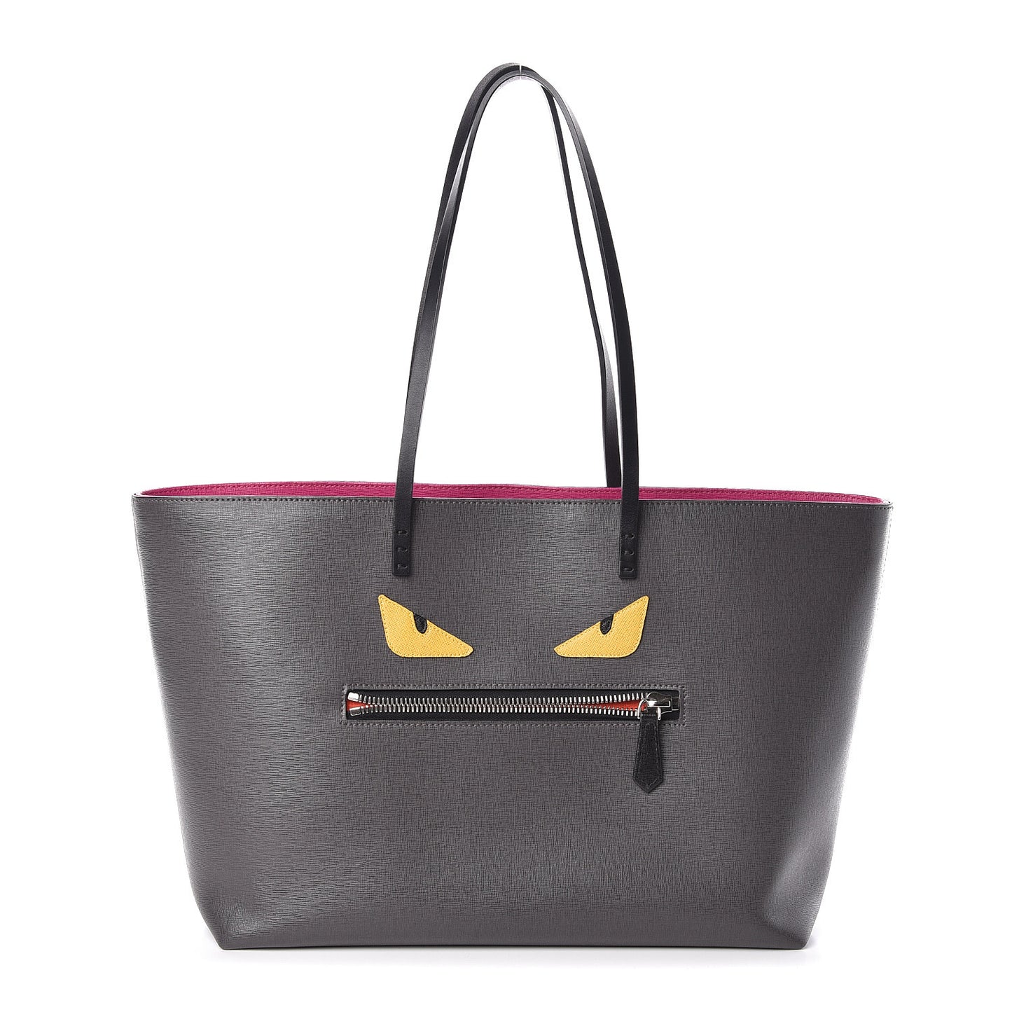Vitello Elite Cuoio Monster Buggies Medium Roll Tote Carbone Black Multicolor Magenta