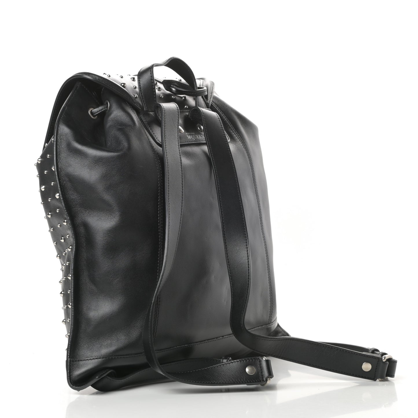 Calfskin Studded Padlock Backpack Black