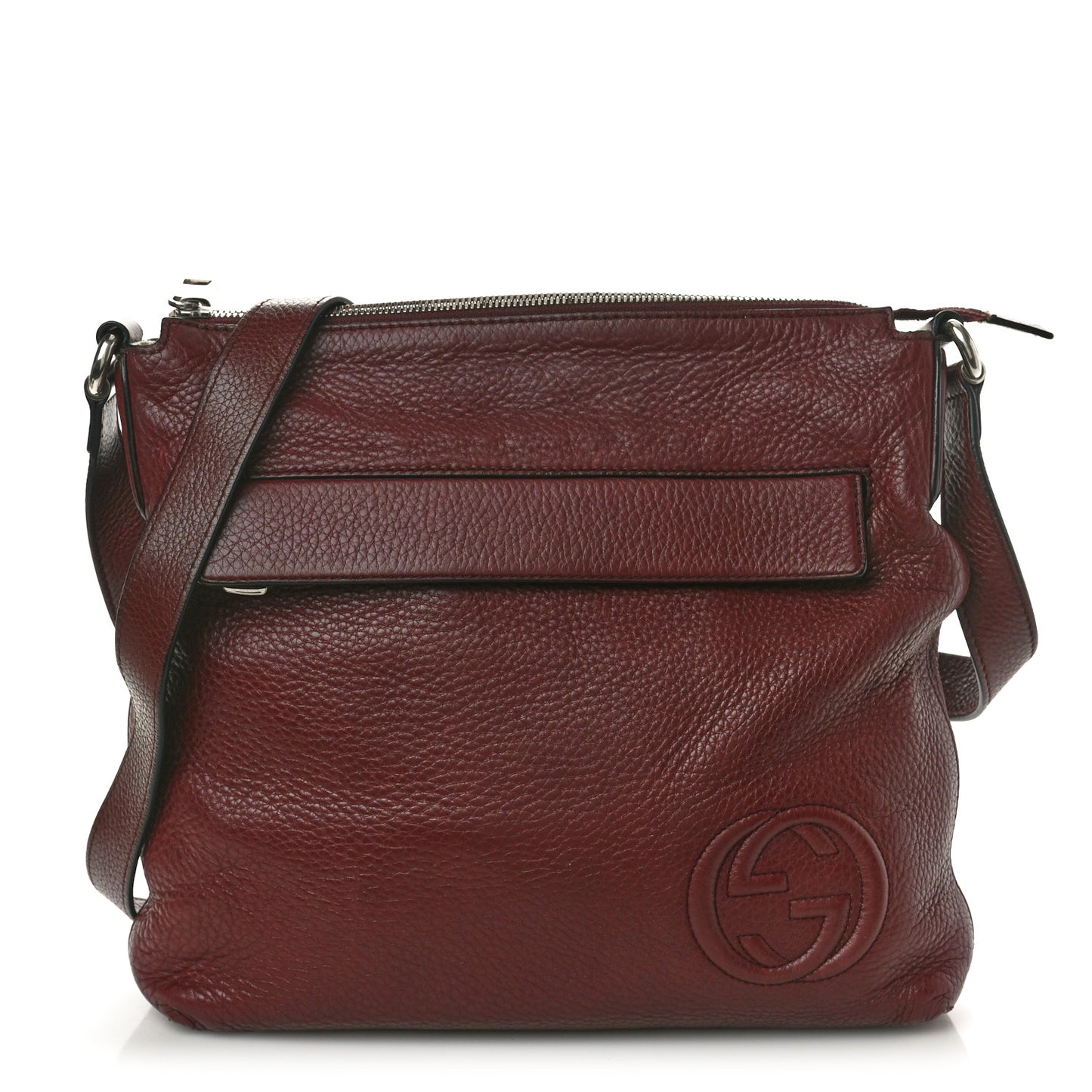 Pebbled Calfskin Medium Soho Messenger Bag Bordeaux