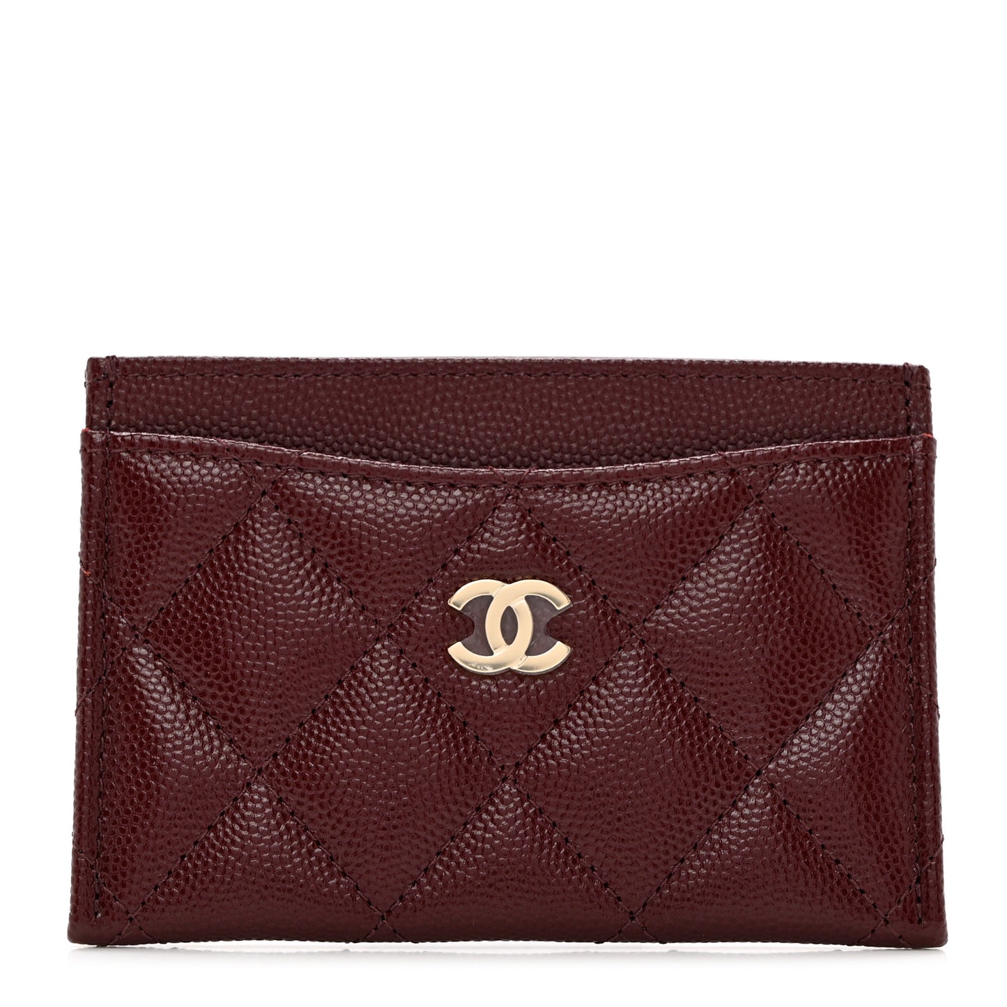 Caviar Quilted Card Holder Burgundy