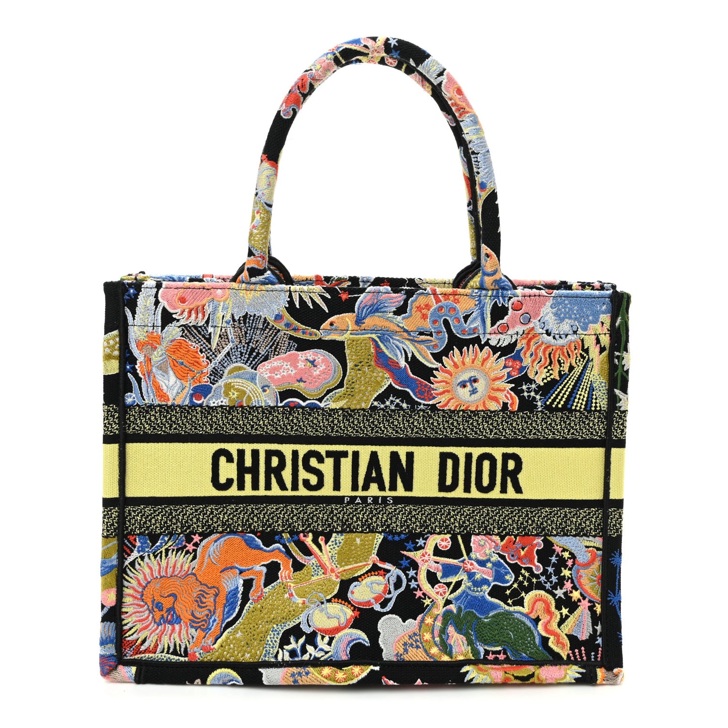Canvas Zodiac Fantastico Embroidered Medium Book Tote Black Multicolor