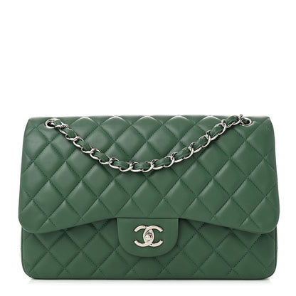 Chanel Lambskin Quilted Jumbo Double Flap Green 1 of 10