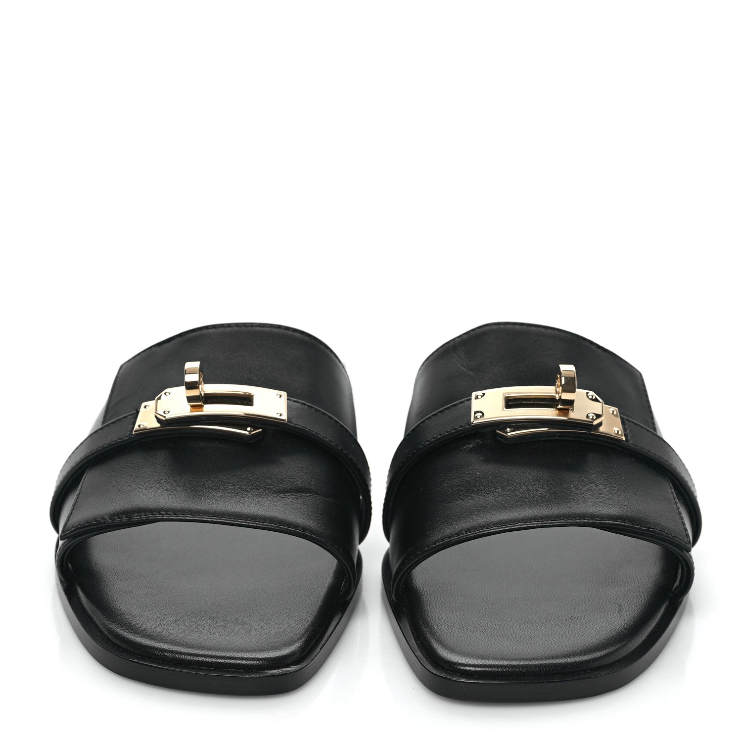 Hermes Calfskin Giulia Sandals 37.5 Black 2 of 8