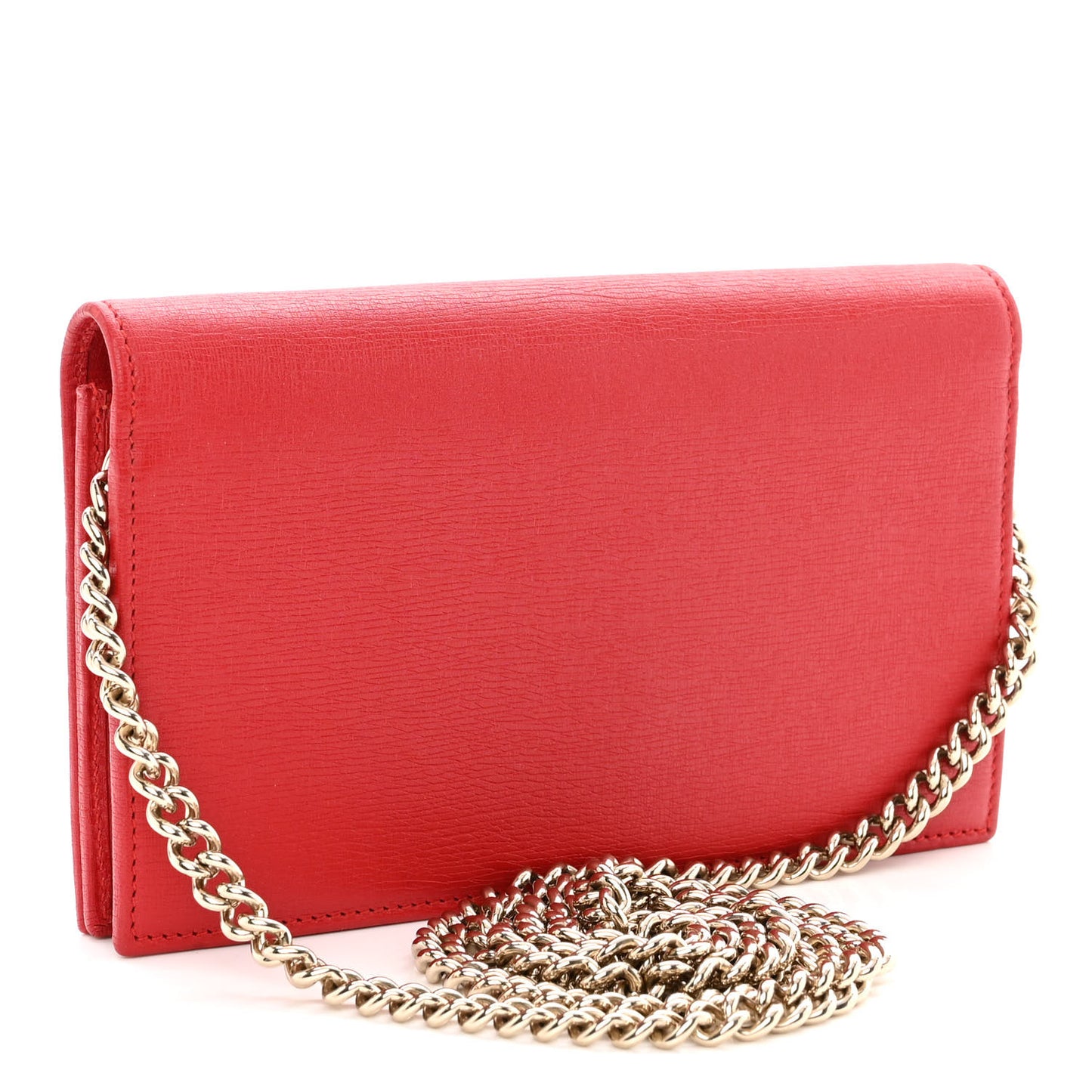 Dollar Calfskin Medium Betty Chain Wallet Red