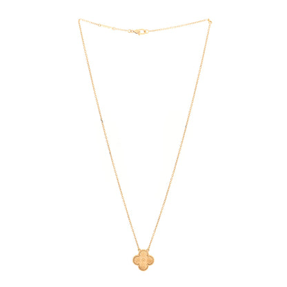Van Cleef & Arpels 18K Yellow Gold Guilloche Vintage Alhambra Pendant Necklace 3 of 4