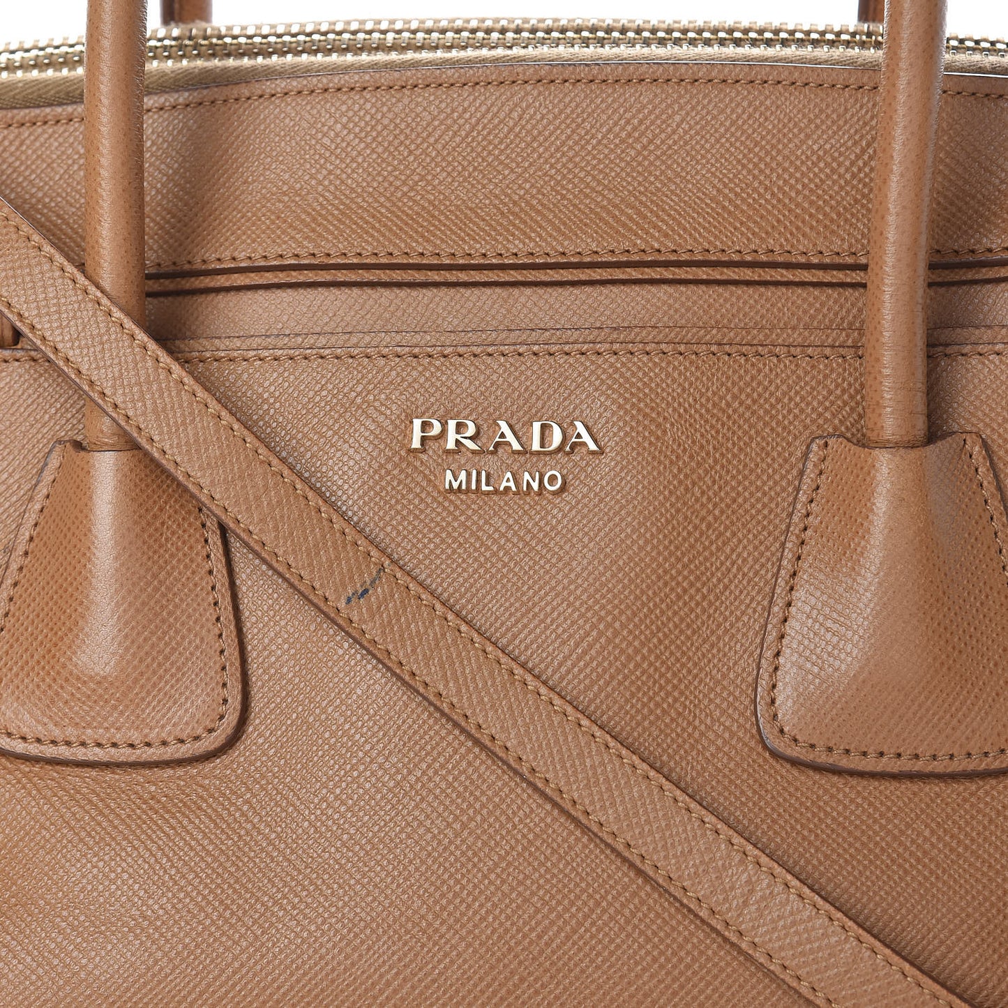 Saffiano Cuir Top Handle Dome Tote Caramel