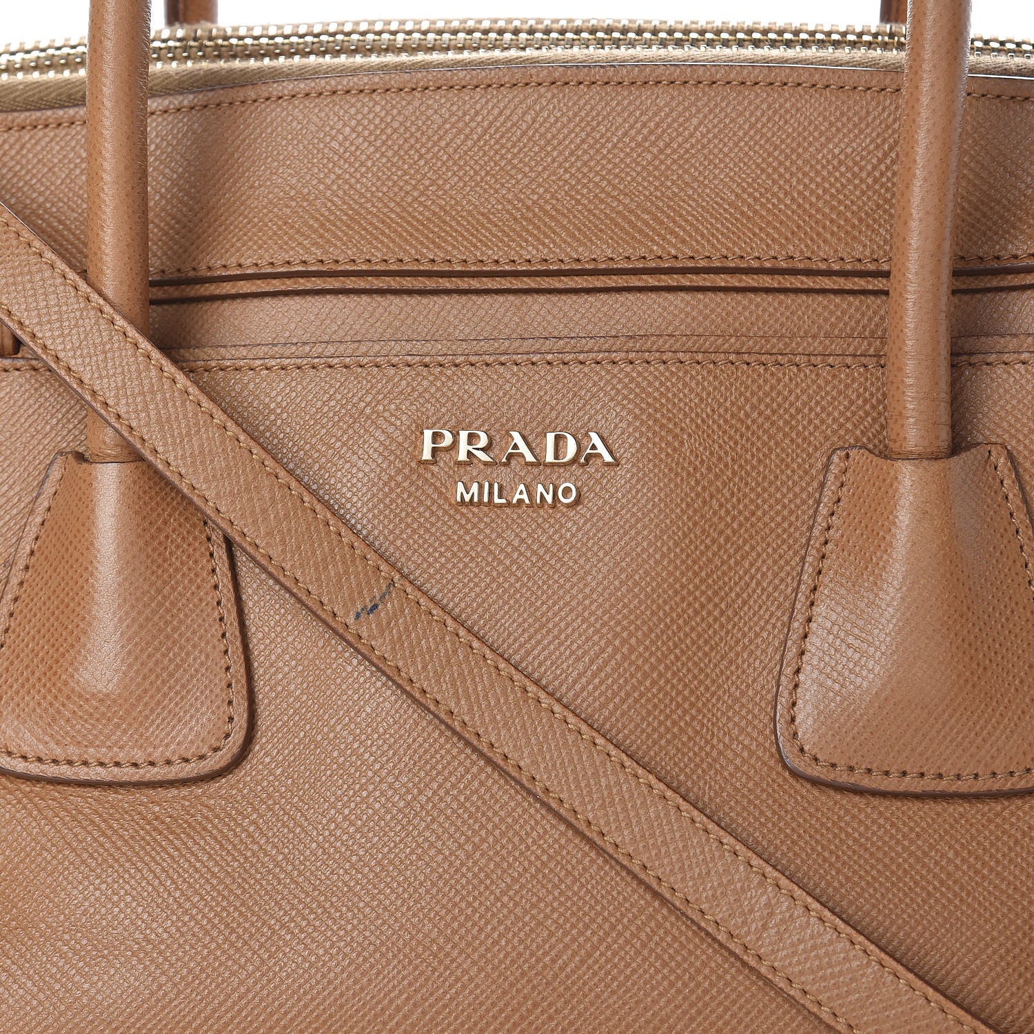 Prada Saffiano Cuir Top Handle Dome Tote Caramel 29 of 29