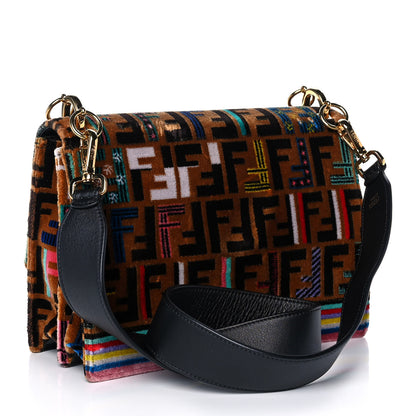 Fendi Velvet Vitello Dolce Fun Fair Kan I Shoulder Bag Tobacco Multicolor Black 3 of 14