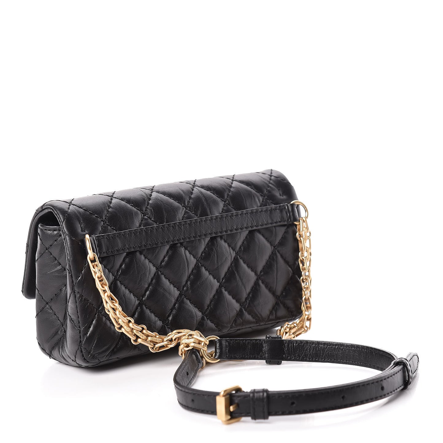 Aged Calfskin Quilted 2.55 Reissue Flap Belt Bag Clutch Black