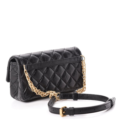 Chanel Aged Calfskin Quilted 2.55 Reissue Flap Belt Bag Clutch Black 3 of 11
