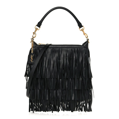 Saint Laurent Calfskin Small Emmanuelle Fringe Hobo Bag Black 1 of 12