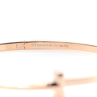 Tiffany 18K Rose Gold Narrow T T1 Hinged Bangle Bracelet 4 of 6