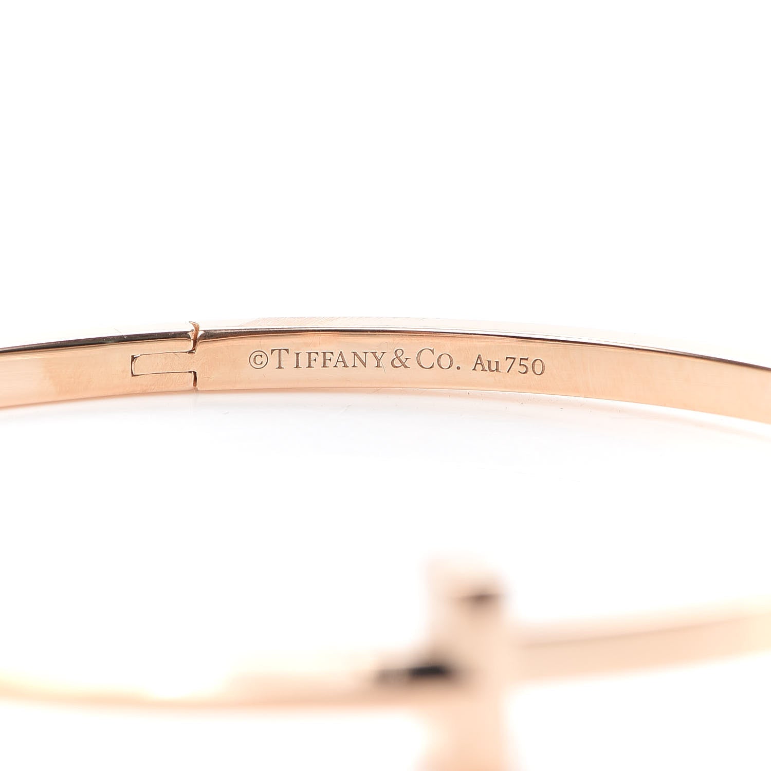 Tiffany 18K Rose Gold Narrow T T1 Hinged Bangle Bracelet 4 of 6