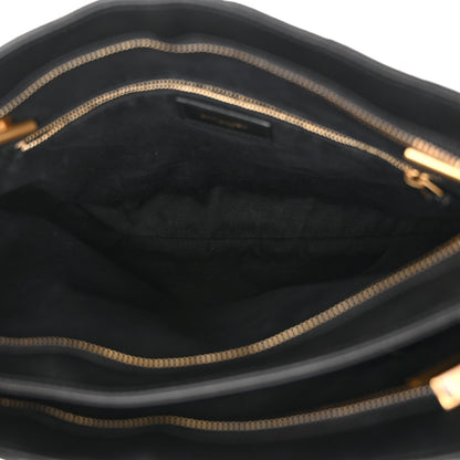 Saint Laurent Grain de Poudre Matelasse Chevron Medium Tribeca Shopping Bag Black 6 of 15