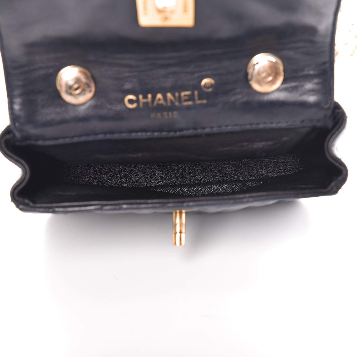 Chanel Lambskin Quilted Bicolor Extra Mini Flap Navy White 5 of 16