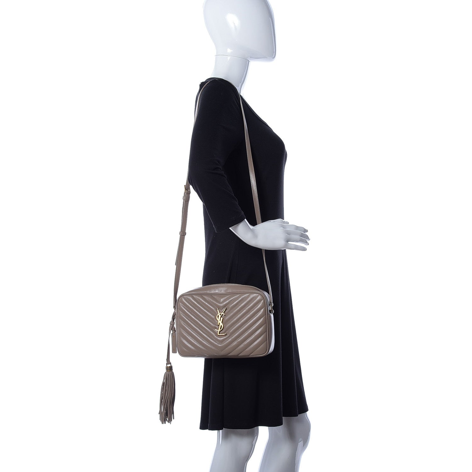 Saint Laurent Calfskin Matelasse Monogram Lou Camera Bag Dusty Grey 2 of 9