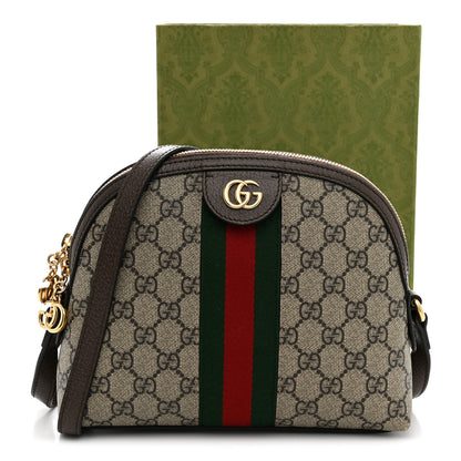 Gucci GG Supreme Monogram Textured Dollar Calfskin Web Small Ophidia Dome Shoulder Bag Beige Ebony New Acero 11 of 11