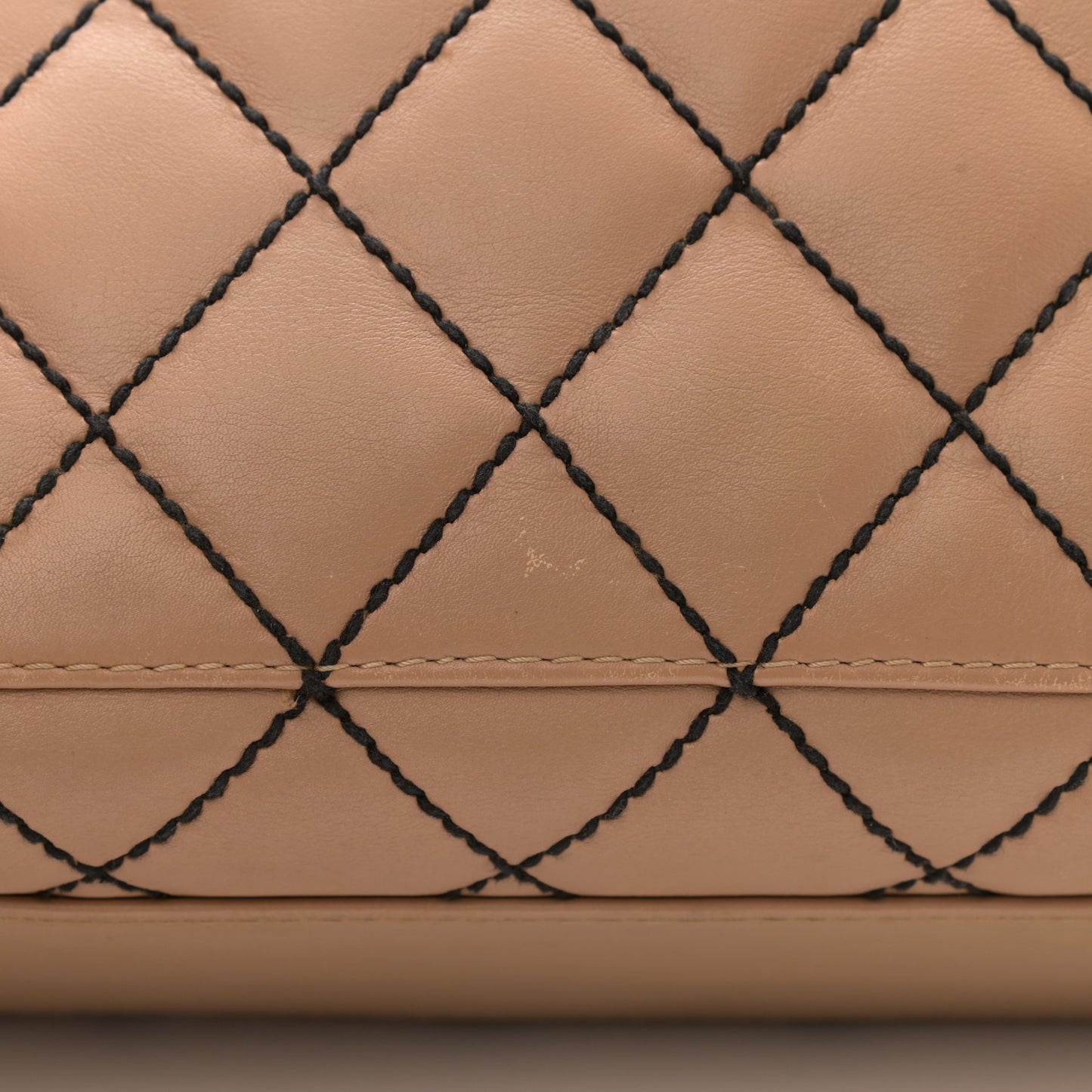 Calfskin Contrast Stitch Surpique Bowler Beige