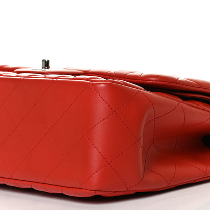 Chanel Lambskin Quilted Jumbo Double Flap Red 10 of 13