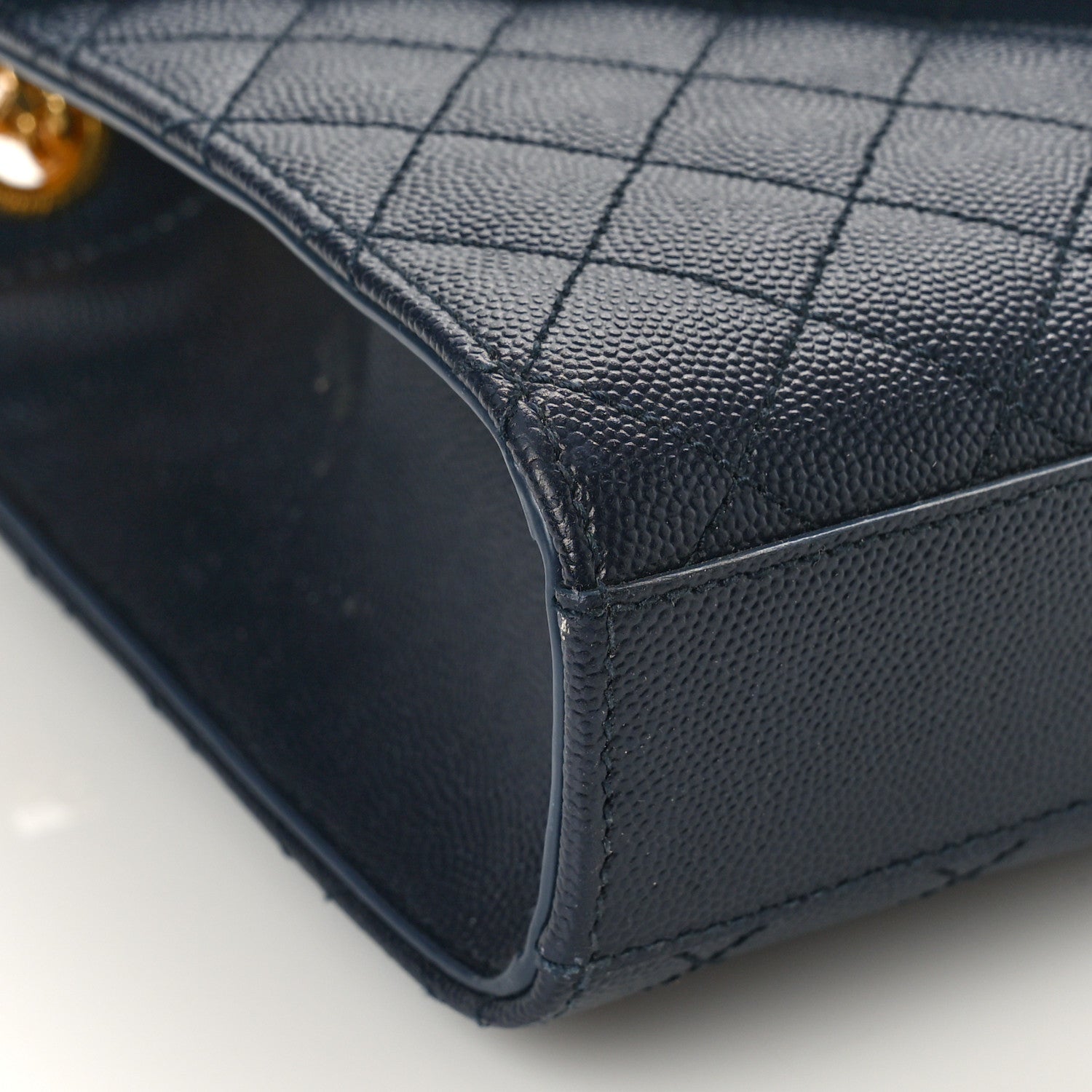 Saint Laurent Grain De Poudre Textured Mixed Matelasse Triquilt Medium Monogram Satchel Deep Marine 7 of 8