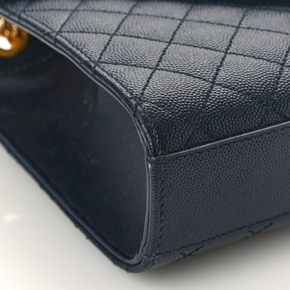 Saint Laurent Grain De Poudre Textured Mixed Matelasse Triquilt Medium Monogram Satchel Deep Marine 7 of 8