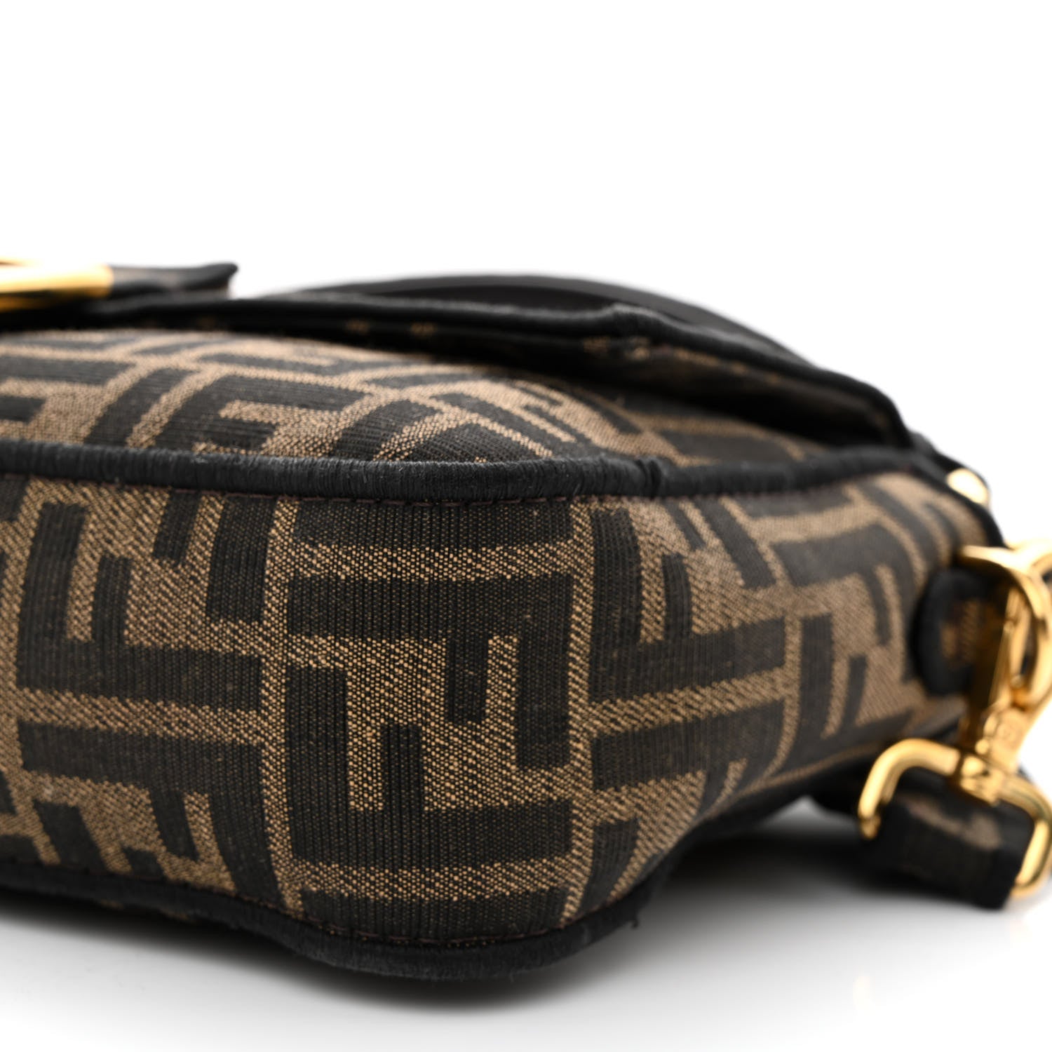Fendi Fabric Jacquard FF 1974 Medium Baguette Tobacco Moro Black 12 of 15