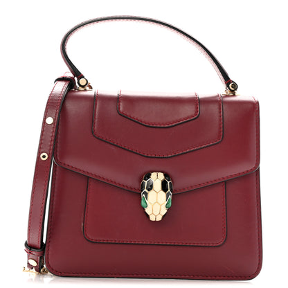 Bulgari Calfskin Serpenti Forever Top Handle Burgundy 1 of 14