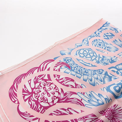 Hermes Silk Reverie Solitaire Scarf 90 Rose Pale Bleu Fuchsia 6 of 10
