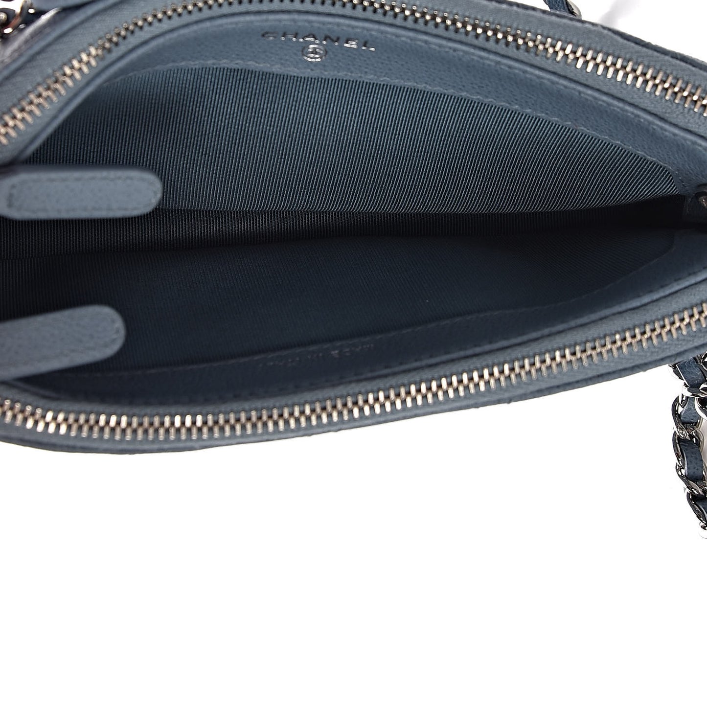 Caviar Quilted CC Box Clutch With Chain Blue