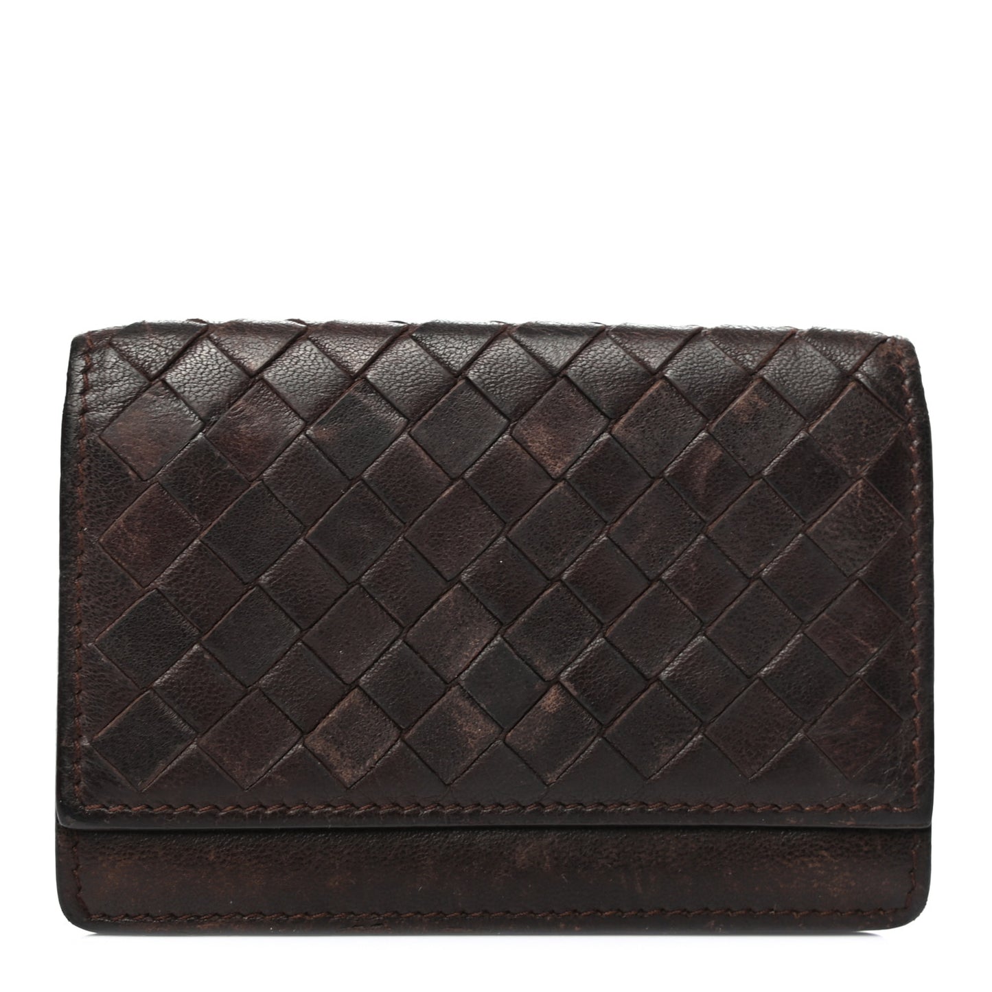 Nappa Intrecciato Card Holder Ebano