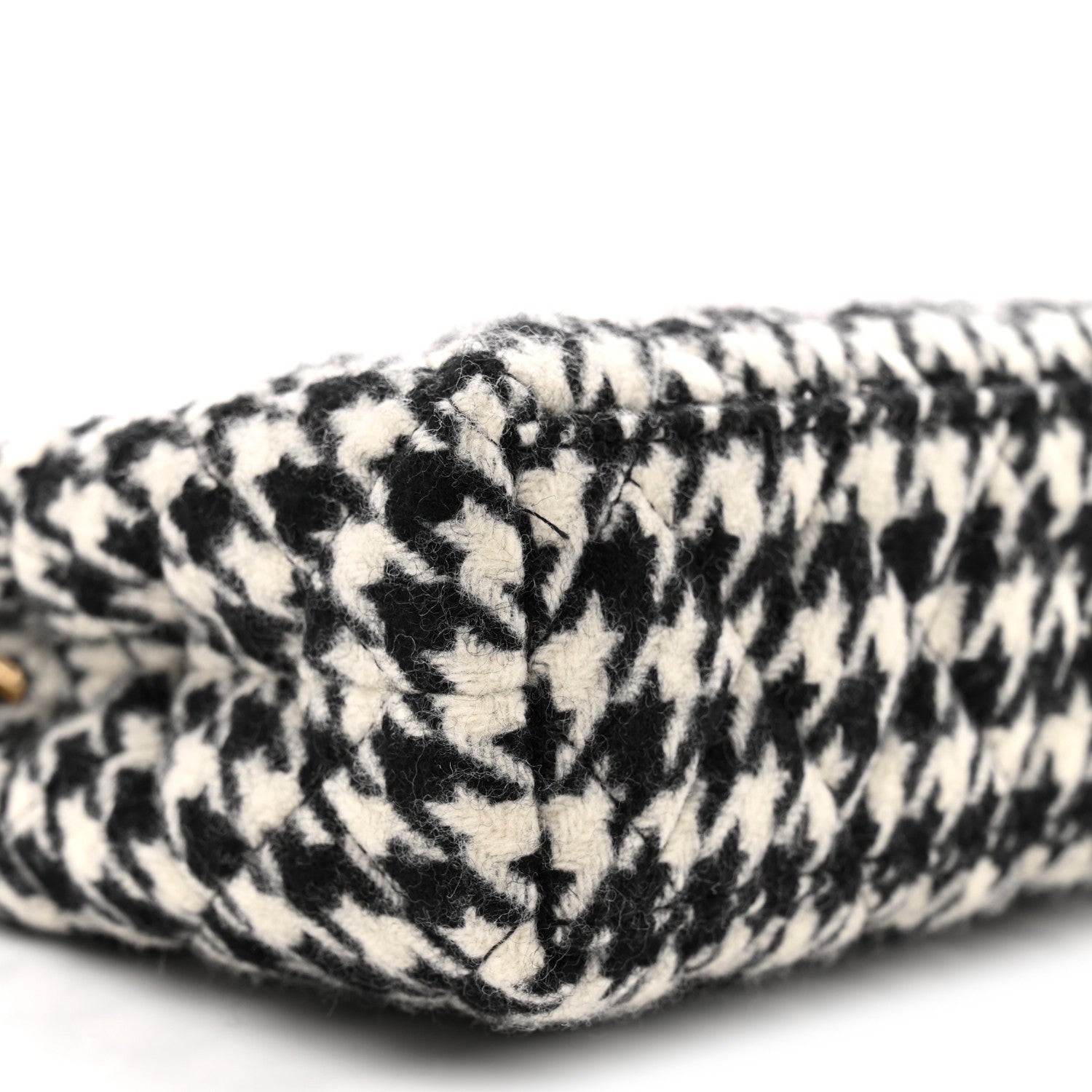 Chanel Tweed Houndstooth Quilted Nano Kelly Shopper Black White 9 of 11