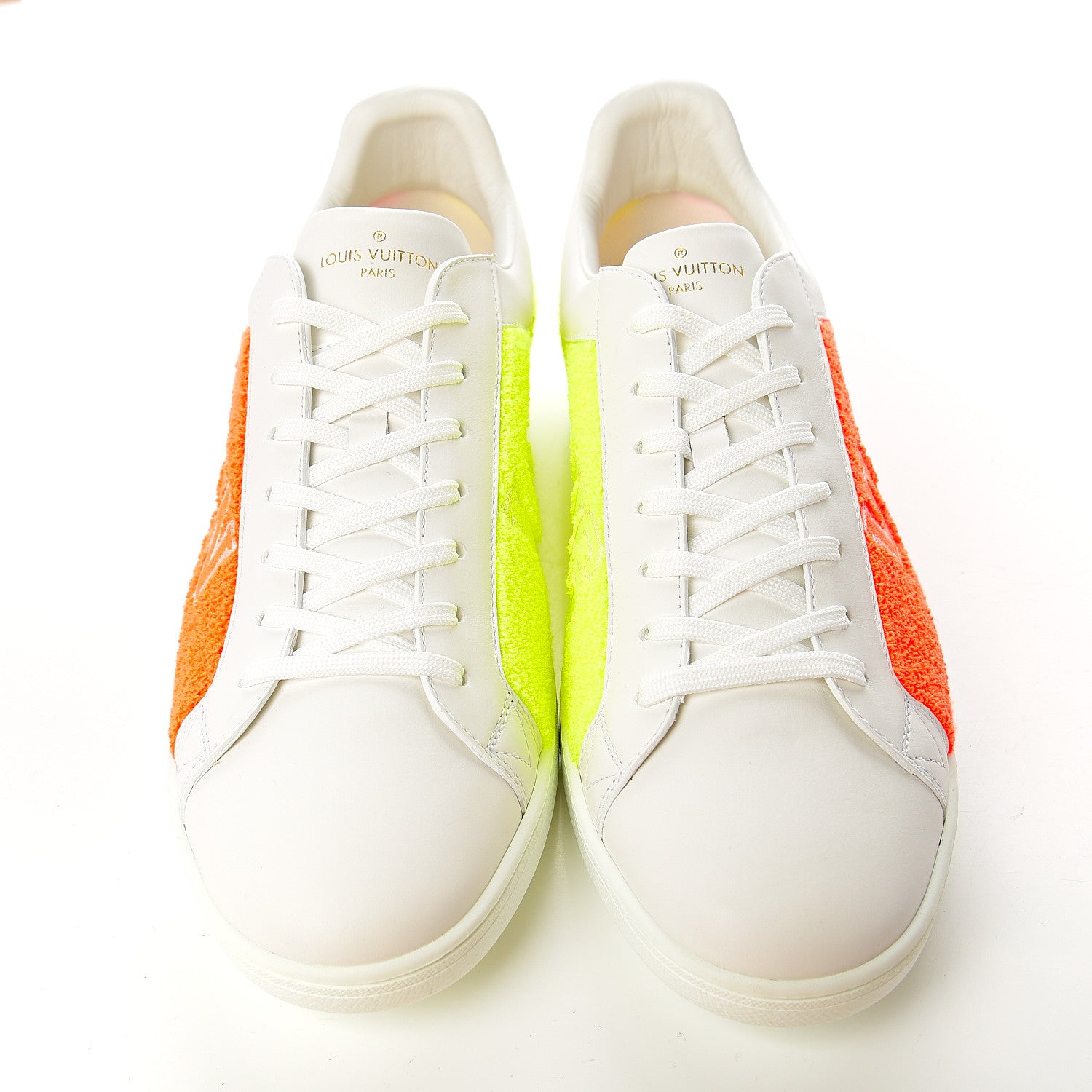 Louis Vuitton Calfskin Luxembourg Sneakers 10 White Orange Yellow 10 of 10