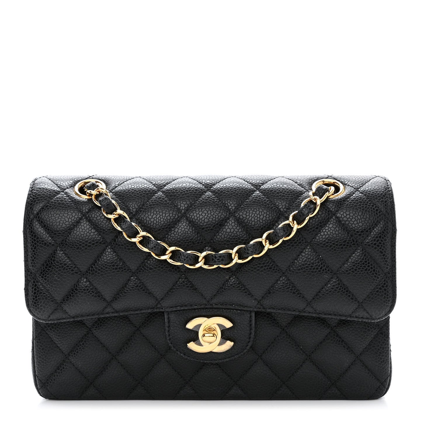 Caviar Quilted Small Double Flap Black