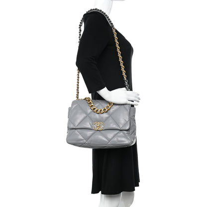 Chanel Lambskin Quilted Large Chanel 19 Flap Grey 2 of 12