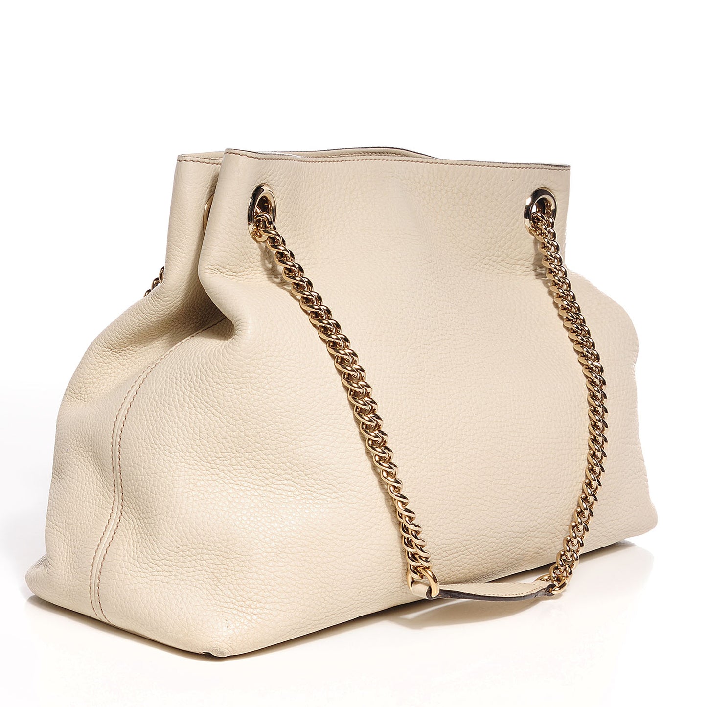Pebbled Calfskin Medium Soho Chain Shoulder Bag Off White