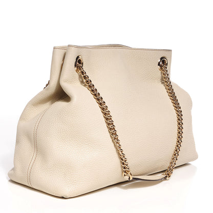 Gucci Pebbled Calfskin Medium Soho Chain Shoulder Bag Off White 3 of 7
