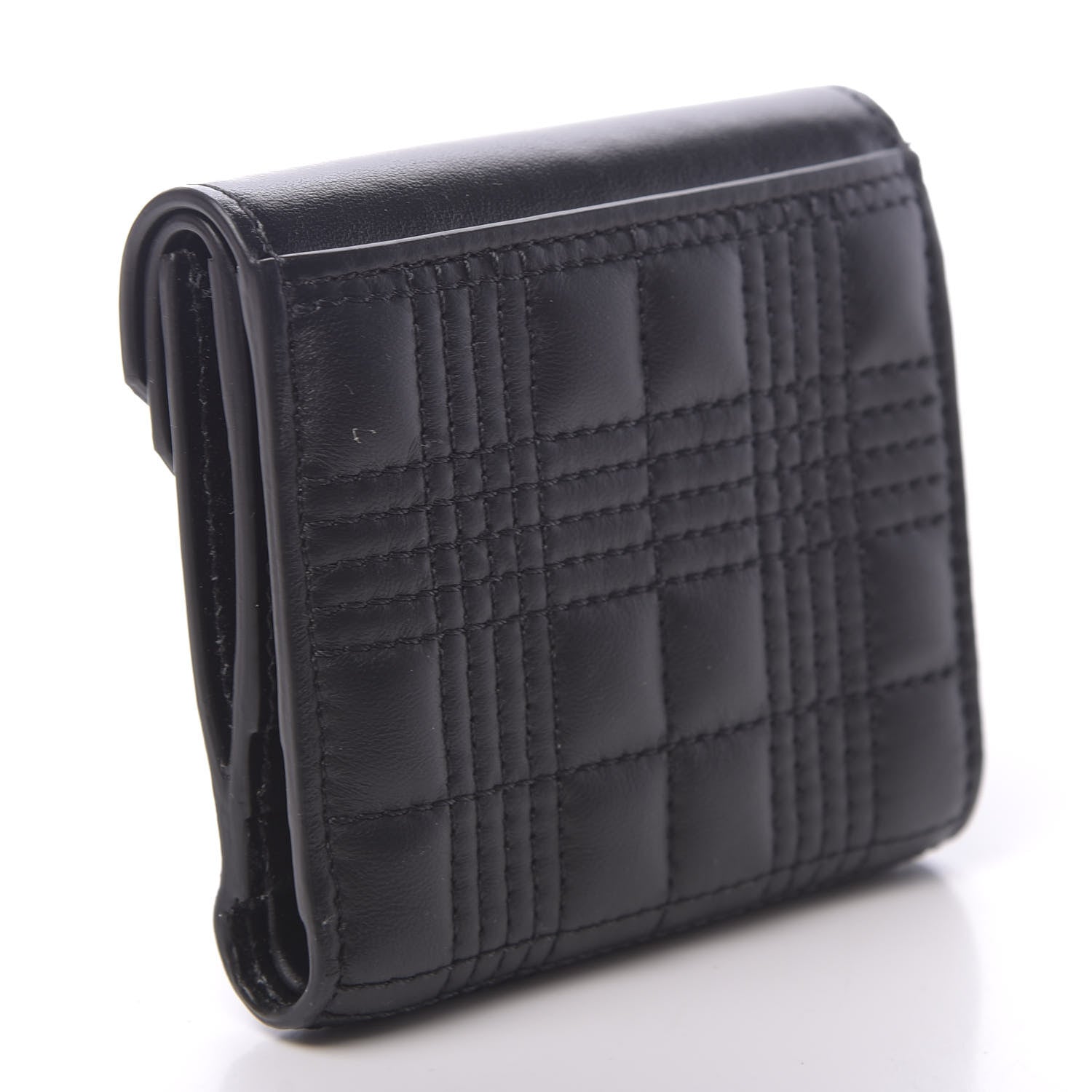 Burberry Lambskin Quilted Check Folding Wallet Black 3 of 12
