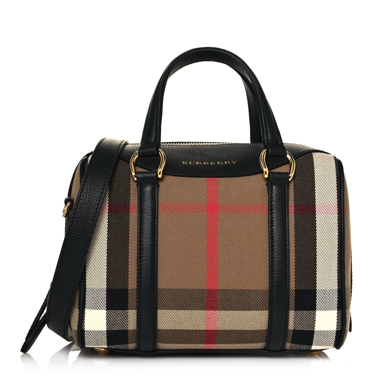 House Check Derby Calfskin Small Alchester Bowling Bag Black