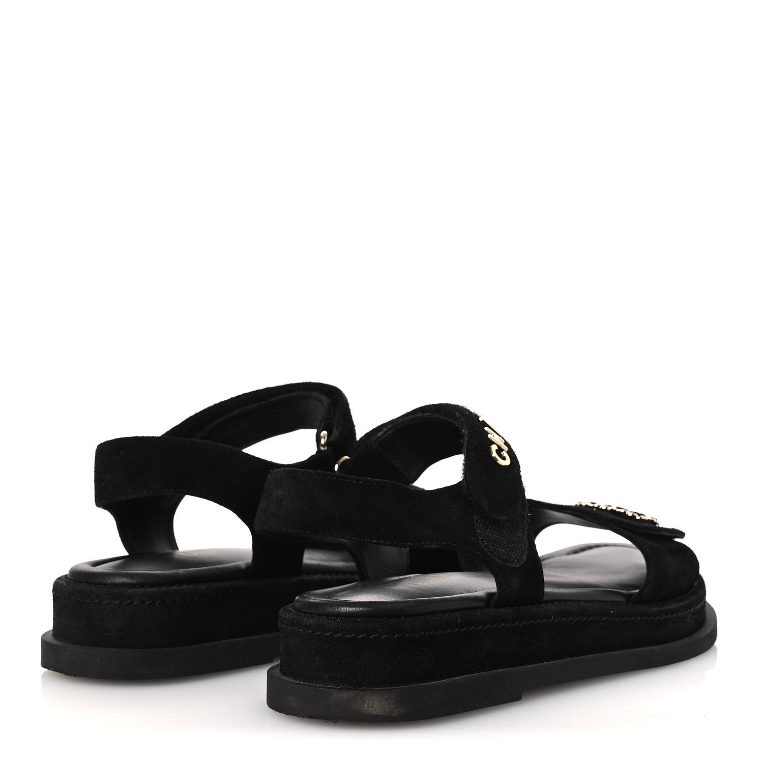 Chanel Suede Calfskin Dad Sandals 38 Black 5 of 11