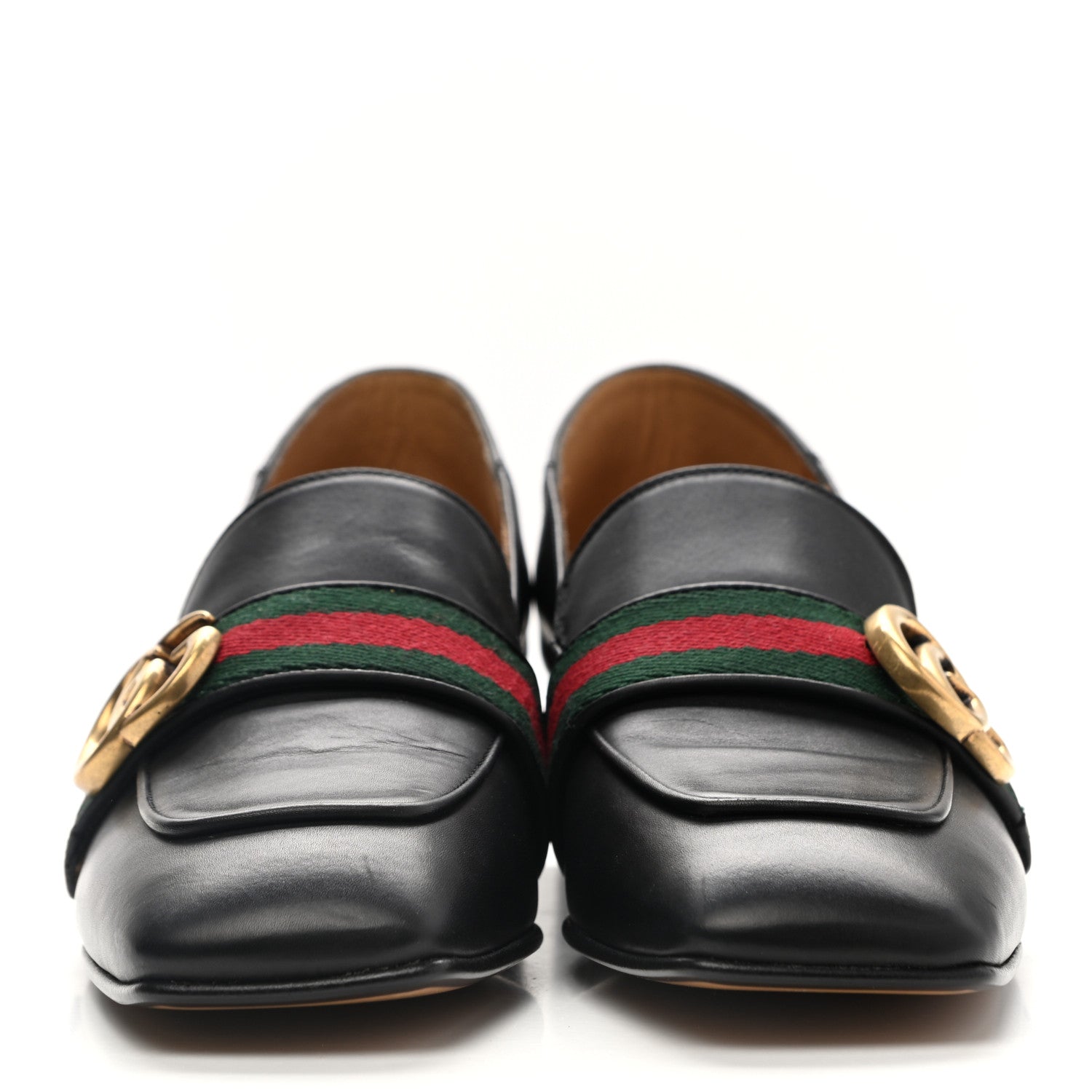 Gucci Calfskin Web Peyton Loafer Pumps 36.5 Black 2 of 10
