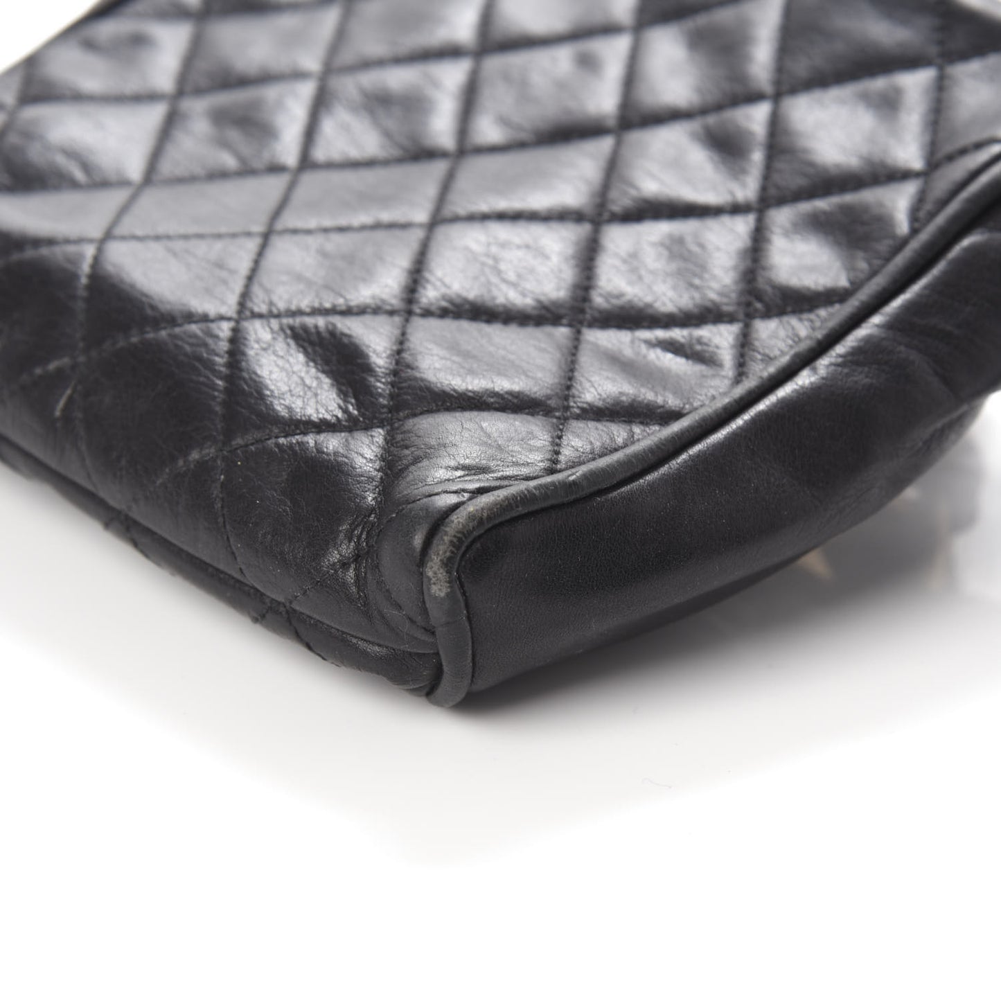 Lambskin Quilted Waist Belt Bag Black
