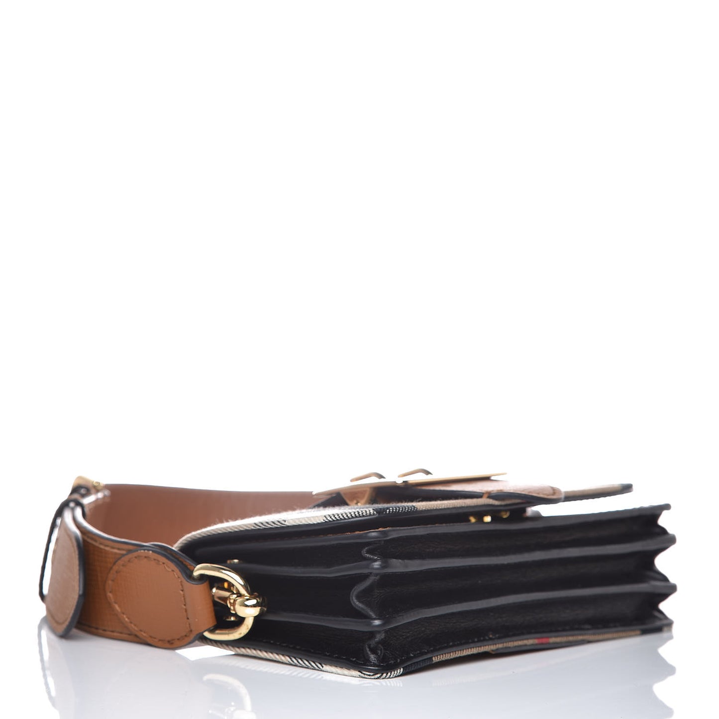 House Check Bridle Calfskin Small Madison Buckle Bag Tan