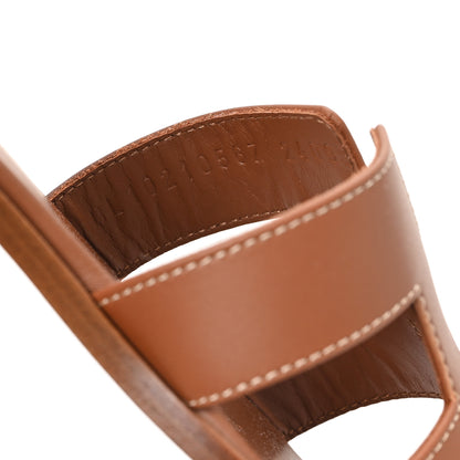 Hermes Box Calfskin Oran Sandals 37.5 Gold 9 of 10