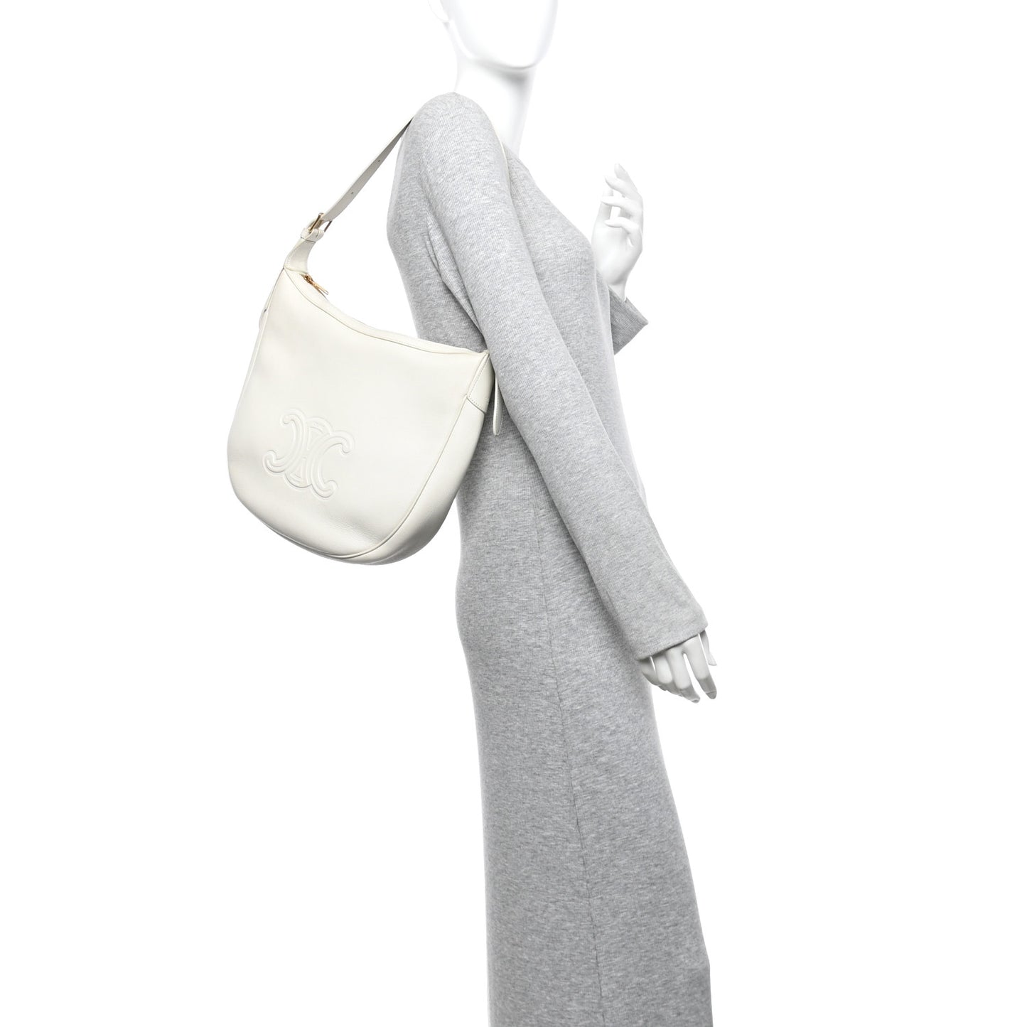 Supple Calfskin Cuir Triomphe Heloise Shoulder Bag White
