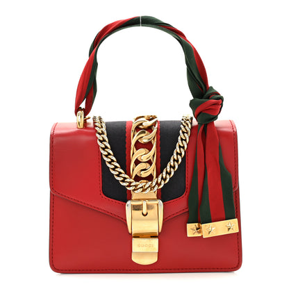 Gucci Calfskin Mini Sylvie Chain Shoulder Bag Hibiscus Red 1 of 10