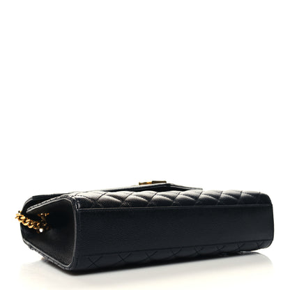 Saint Laurent Grain De Poudre Textured Mixed Matelasse Triquilt Medium Monogram Satchel Black 4 of 9