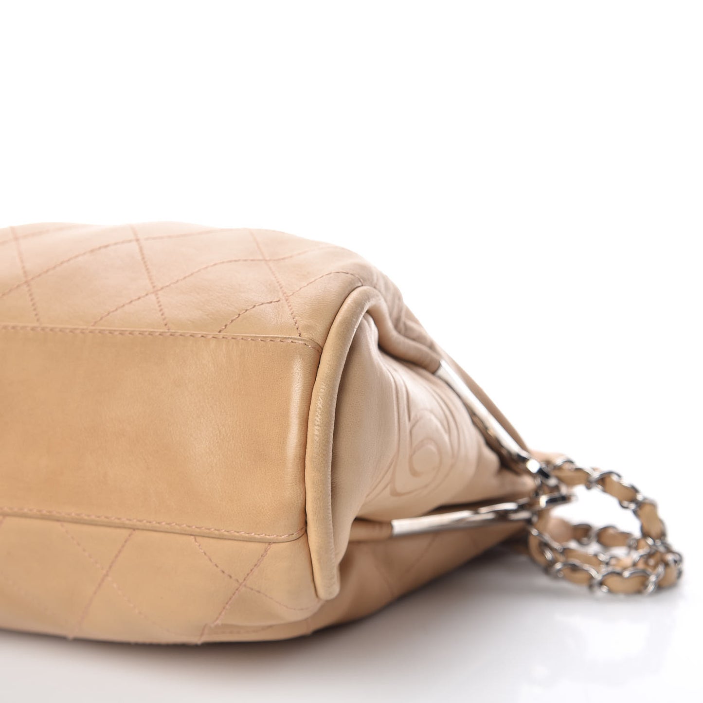 Lambskin Stitched Medium Ultimate Soft Tote Beige