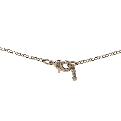 Chanel Resin Crystal CC Heart Necklace Pearly White Gold 4 of 5