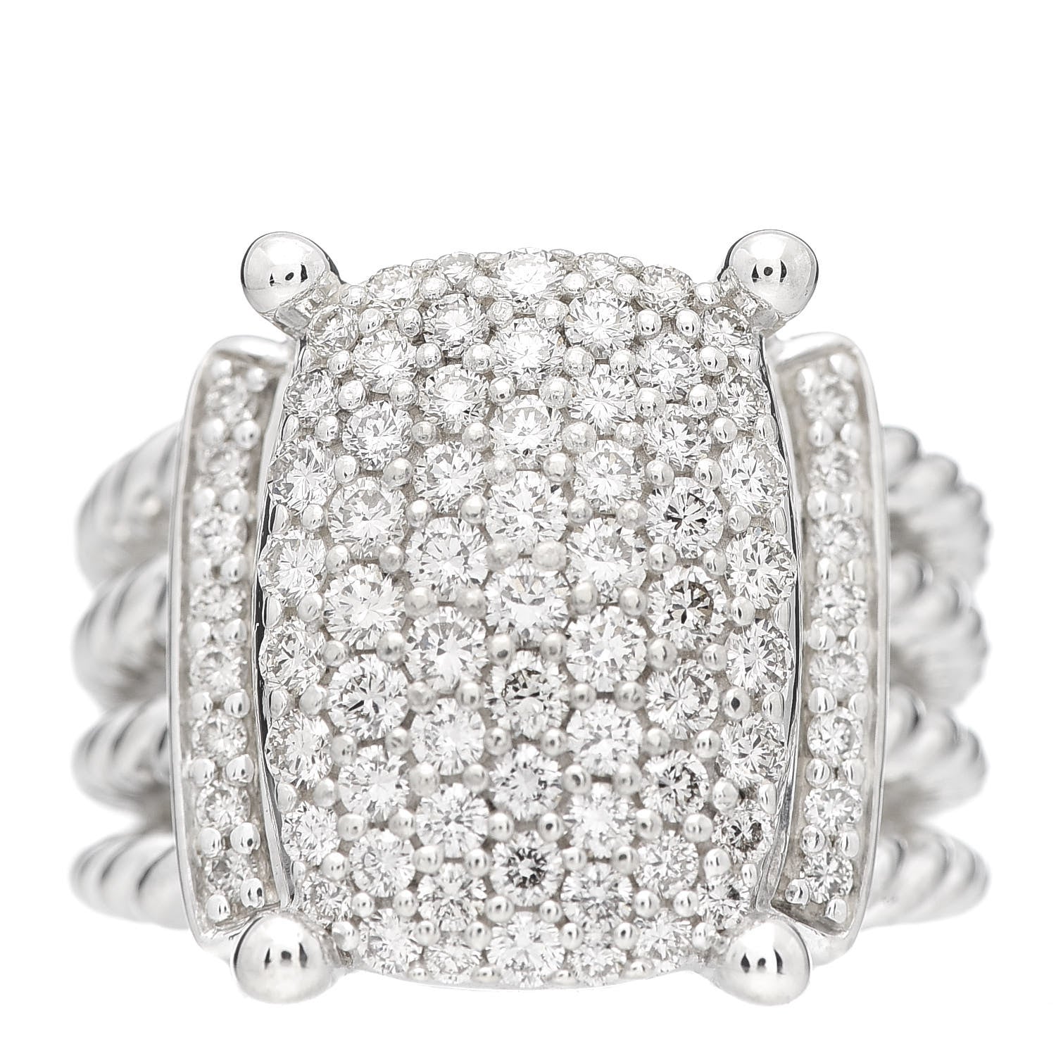 David Yurman Sterling Silver Diamond 16mm Wheaton Ring 52 6 1 of 5