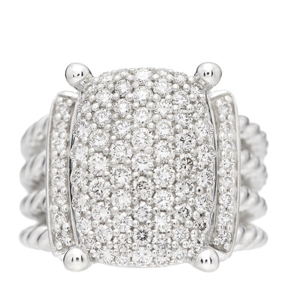 David Yurman Sterling Silver Diamond 16mm Wheaton Ring 52 6 1 of 5